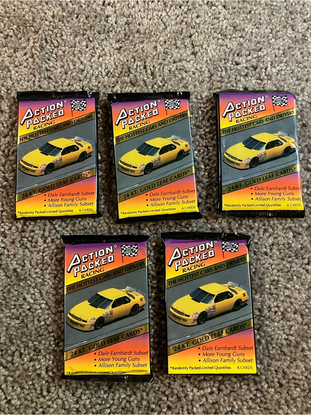 1993 Action Packed Racing Cards-5 Unopened Packs